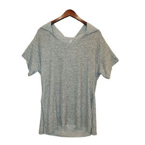 Free People Grey ShortSleeve Hooded Pullover Lightweight Sweatshirt Kimono S